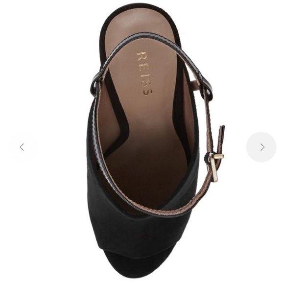 REISS Rena Black Suede Peep Toe Ankle Strap Heels - Picture 13 of 13